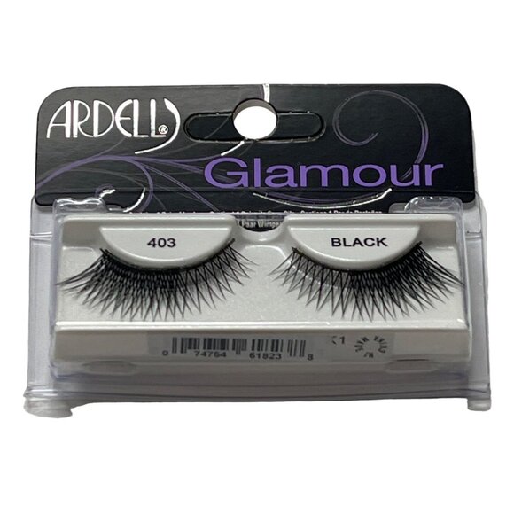 Ardell Glamour 403 False Eyelashes Black Strip Lash Pair New - Picture 1 of 3
